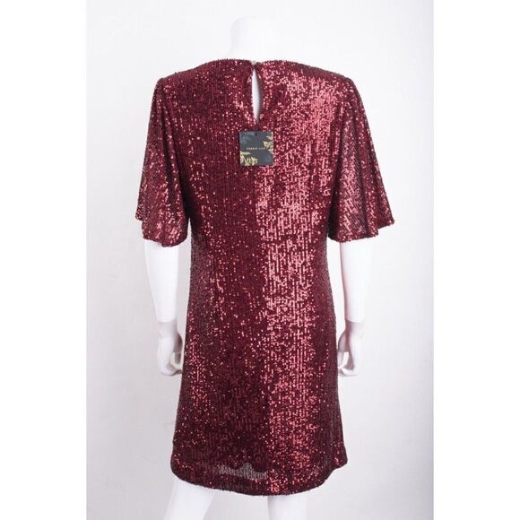 Forest Lily Womens Red Sequin Shift Dress M Medium Short Sleeved Party NWT - Picture 5 of 6